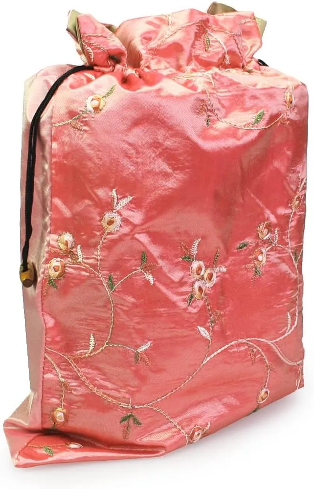 kilofly Embroidered Silk Jacquard Travel Bag, Lingerie & Shoes, Value Set of 3