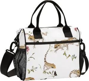 KLL Lunch Bag Insulated Crossbody Lunch Bunch Bag with Shoulder Strap Lunch Bags for Teen Adult Office S Aesthetic Leopard Gecko Reptile