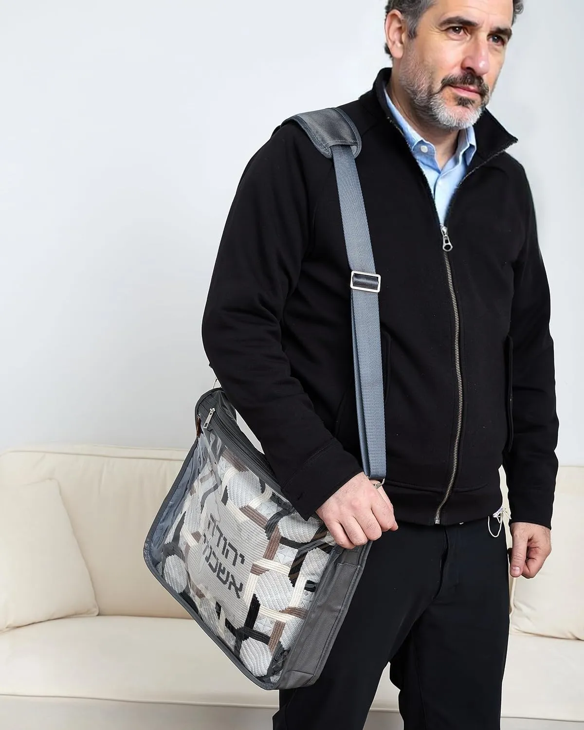 Kuracha Protector – Tefillin & Tallit Bag Carrier | Durable & Elegant Judaica Storage, Leather Multi Pocket With Strap & Handle, Navy