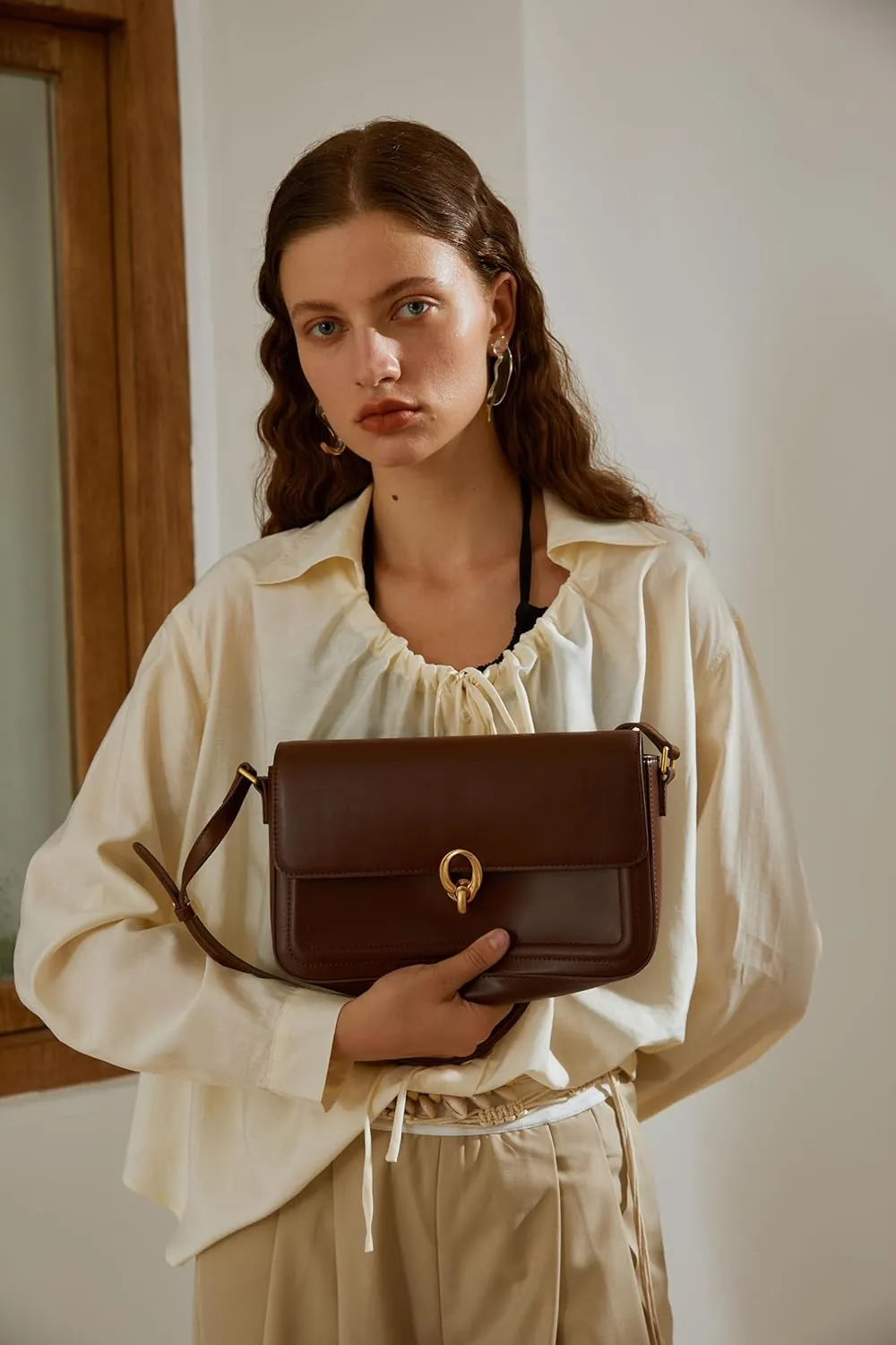 LAFESTIN Split Leather Shoulder Bags For Women with Adjustable Strap, Trendy Crossbody Purses, Designer Inspire Handbags