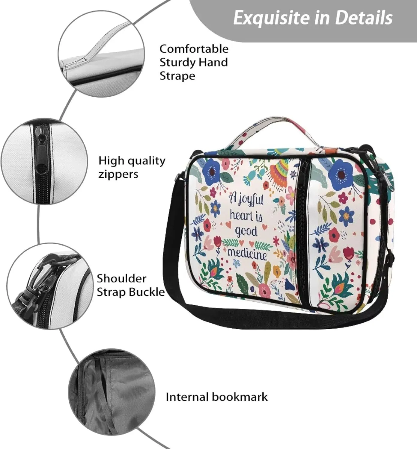 Large Bible Bag Bible Case for Women Bible Cover Case Bible Covers with Shoulder Strap Church Bag Christian Print