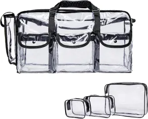 Large Clear Makeup Organizer PVC Toiletry Bag Transparent Cosmetic Bag Waterproof Travel Essentials Bags with 3 Pieces Makeup Bags