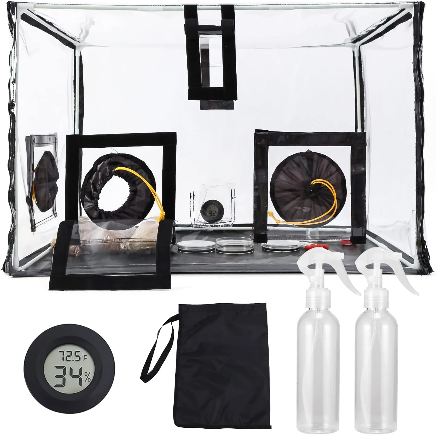 Large Still Air Box Mushroom Mycology Fume Hood Propagation StationsGrow Kit Mushroom Grow Bags （31.5 * 20.5 * 20.5inch） Monotub Kit Mushroom Planting BagTent for Spores Horticulture Supplies