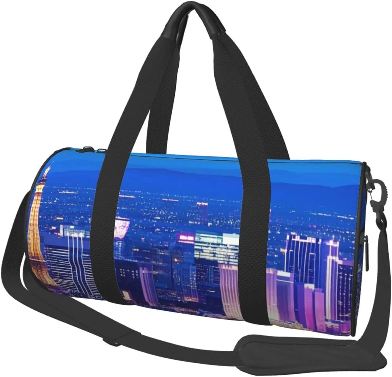 Las Vegas night view Print Round Large Capacity Travel Luggage Bags,Men's and Women's Hand-Held Travel Clothing Bags