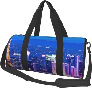 Las Vegas night view Print Round Large Capacity Travel Luggage Bags,Men's and Women's Hand-Held Travel Clothing Bags