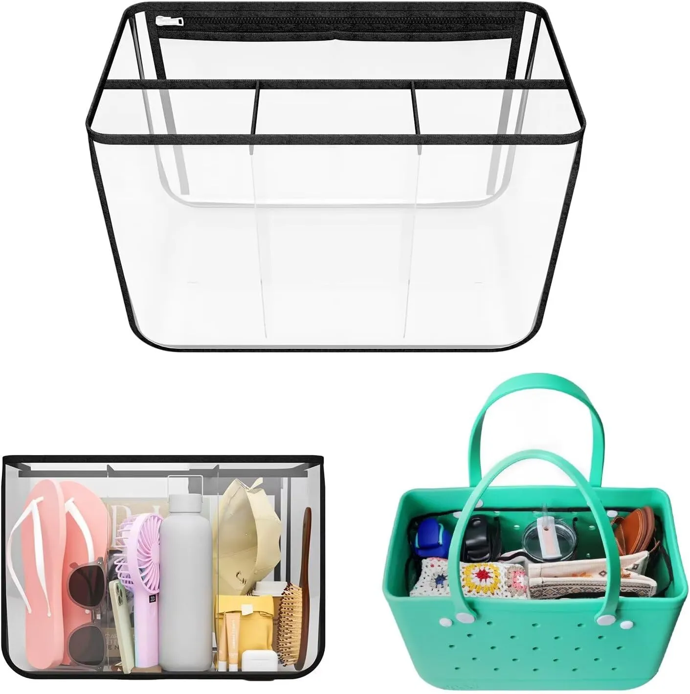 LBF Clear Beach Bag Compatible with Bogg Bag Accessories XL PVC Organizing Your Bags and Divide Space