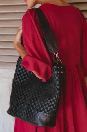 Leather Bag - Soho Lane Woven Leather Shoulder Bag by Bali ELF