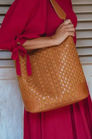 Leather Bag - Soho Lane Woven Leather Shoulder Bag by Bali ELF