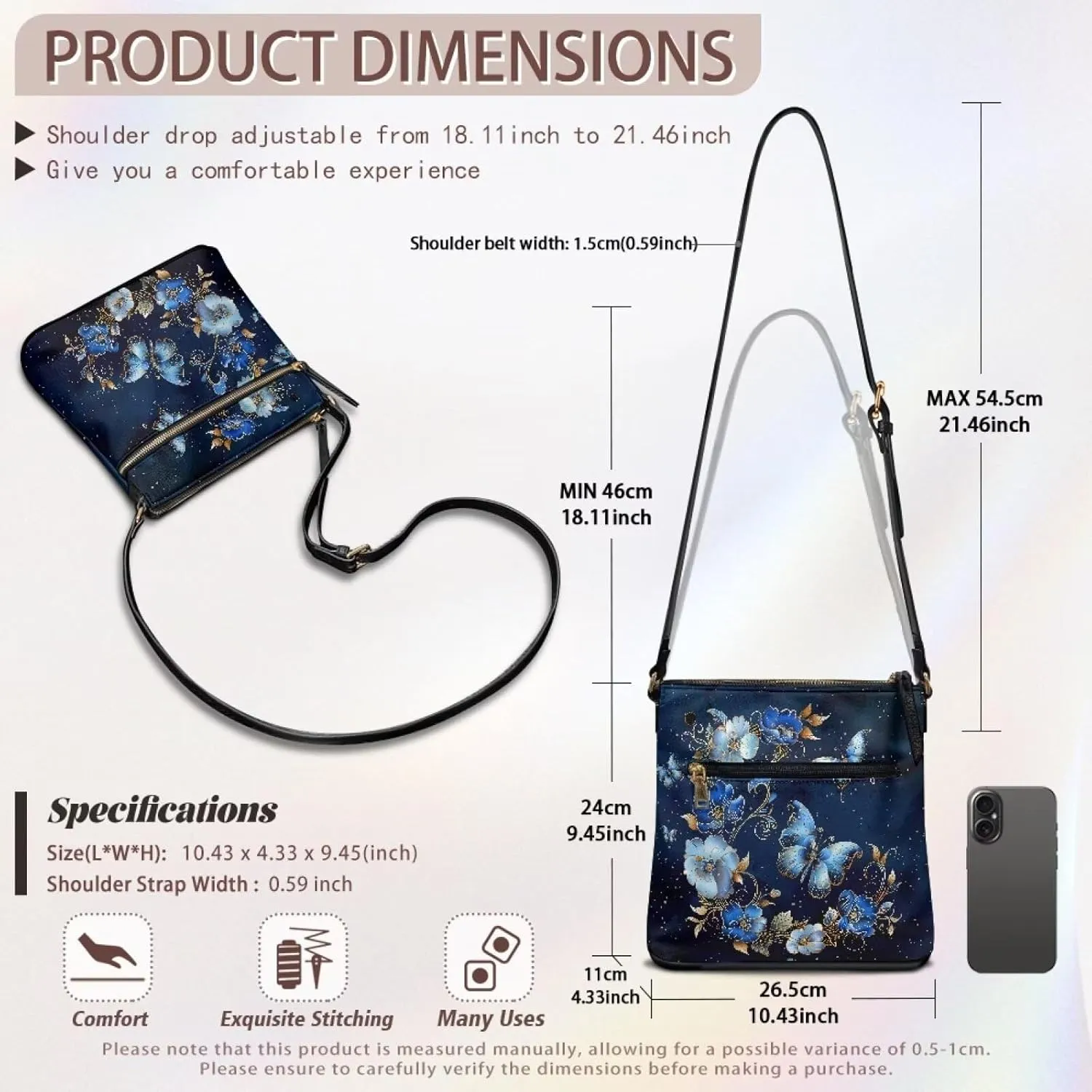 Leather Crossbody Bags for Women Travel Cell Phone Purse with Adjustable Strap Fashion Shoulder Handbag Wallet