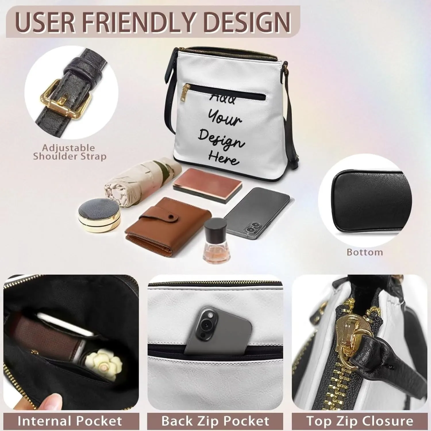 Leather Crossbody Bags for Women Travel Cell Phone Purse with Adjustable Strap Fashion Shoulder Handbag Wallet