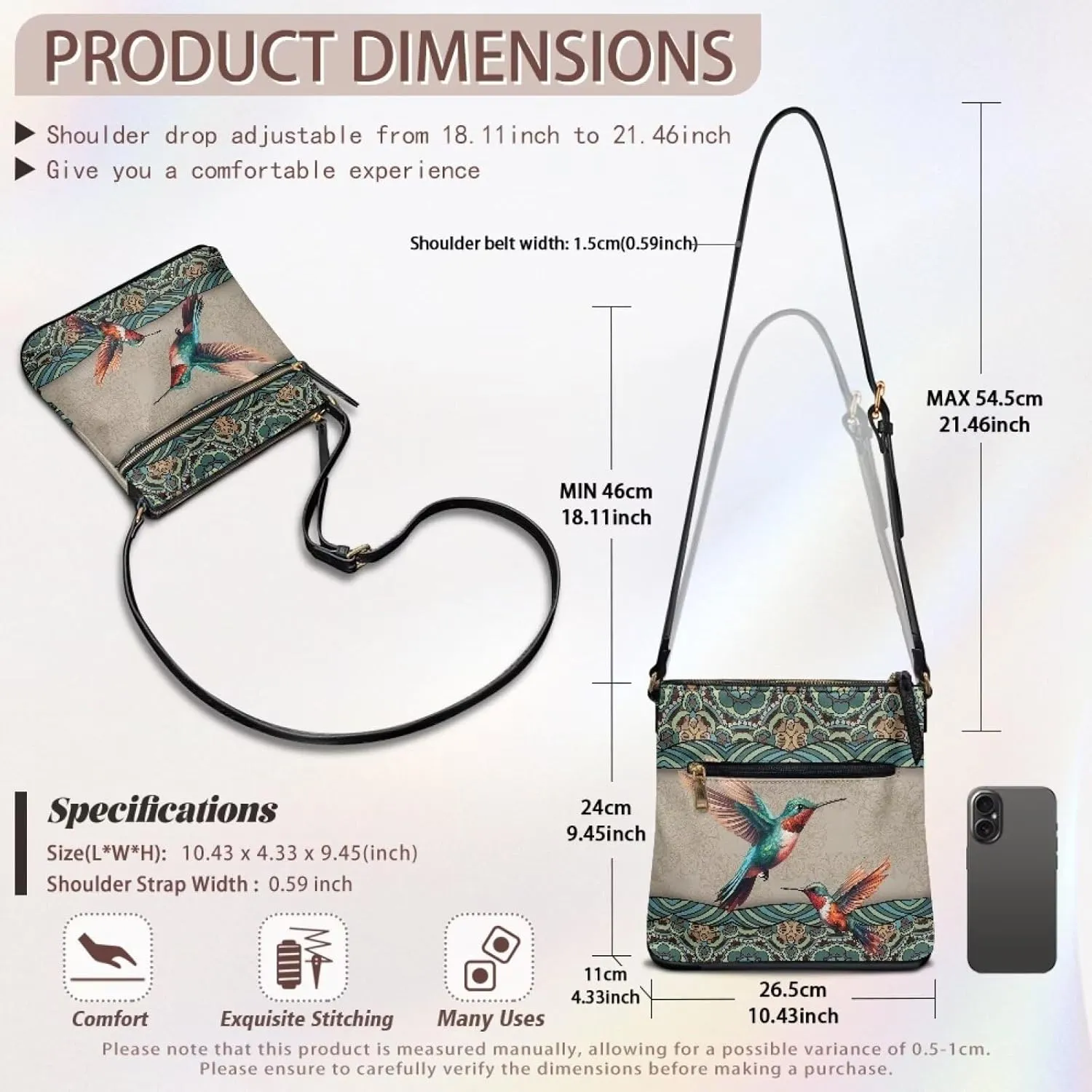 Leather Crossbody Bags for Women Travel Cell Phone Purse with Adjustable Strap Fashion Shoulder Handbag Wallet