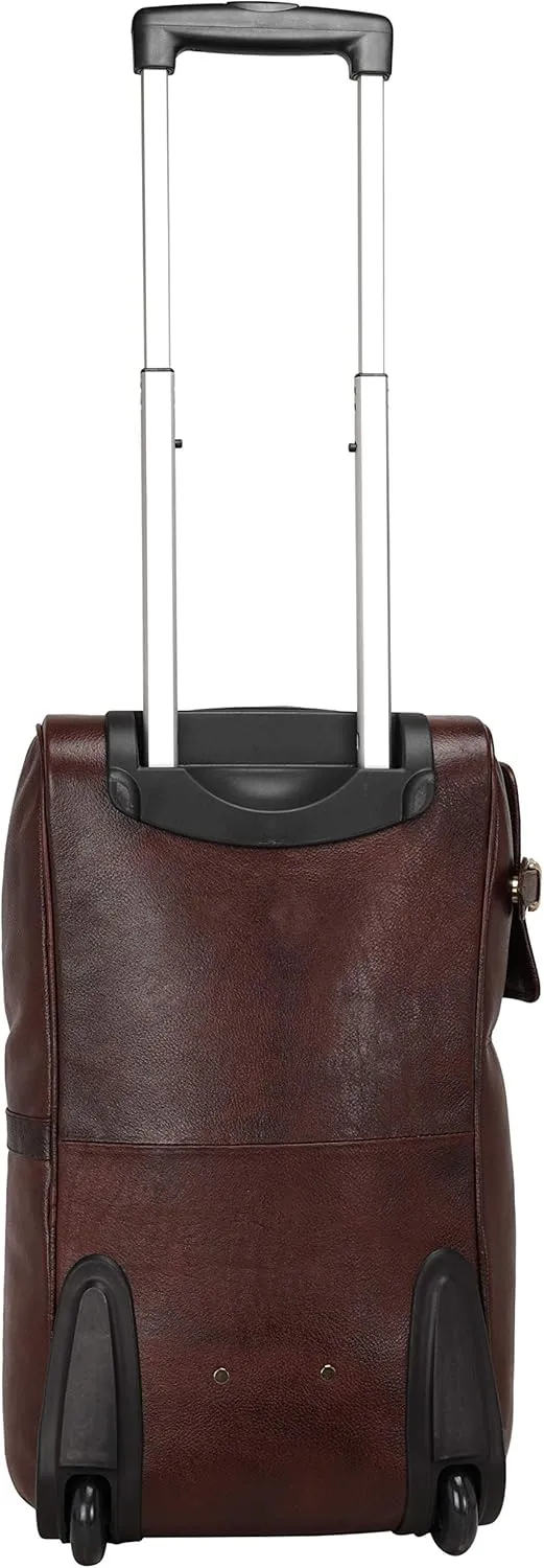 Leather Duffel Trolley Bag for Men & Women Cabin Size (Brown), Brown, M, Luggage
