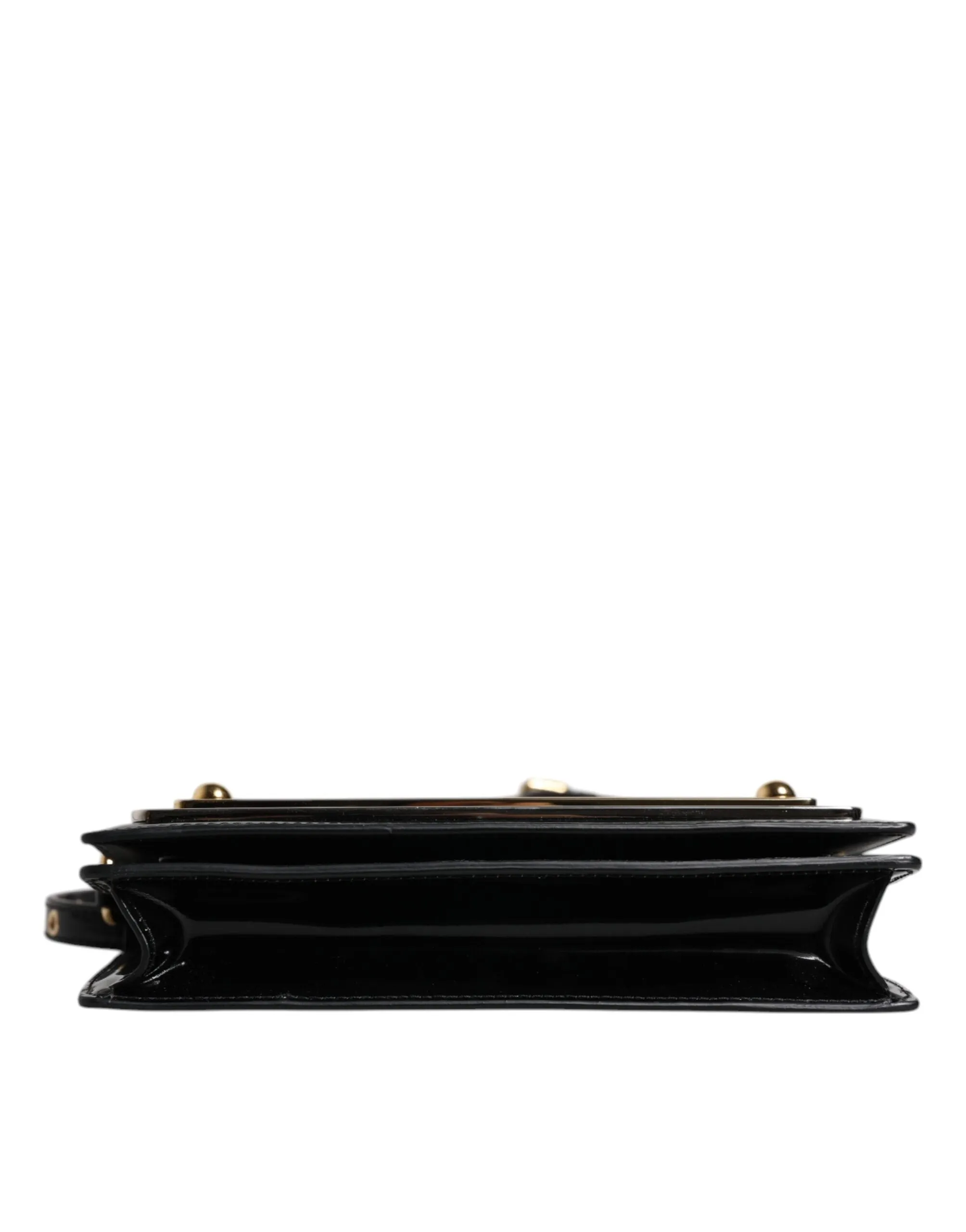 Leather Plaque Crossbody Gabbana Dolce Logo Bag Black Refined Patent Customizable &
