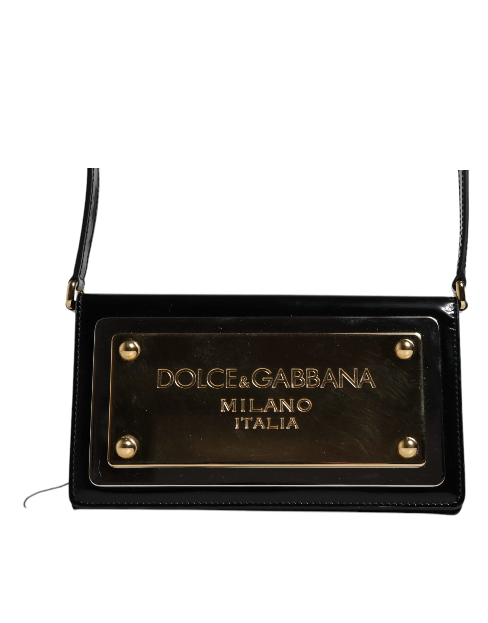 Leather Plaque Crossbody Gabbana Dolce Logo Bag Black Refined Patent Customizable &