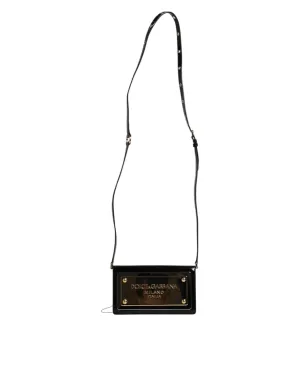 Leather Plaque Crossbody Gabbana Dolce Logo Bag Black Refined Patent Customizable &