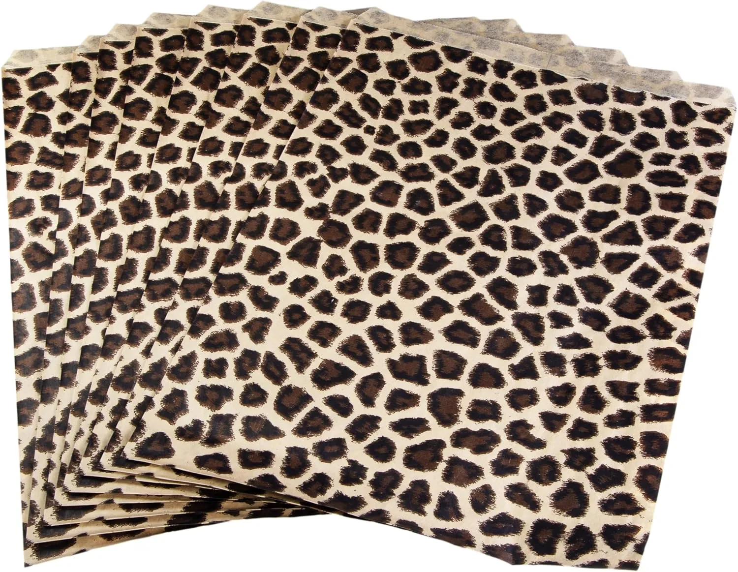 Leopard Print Paper Jewelry Gift Bags - 100 Pack Merchandise Bags - Large 8.5 x 11 inches - Retail Presentation Bags for Jewelry Stores and Boutiques