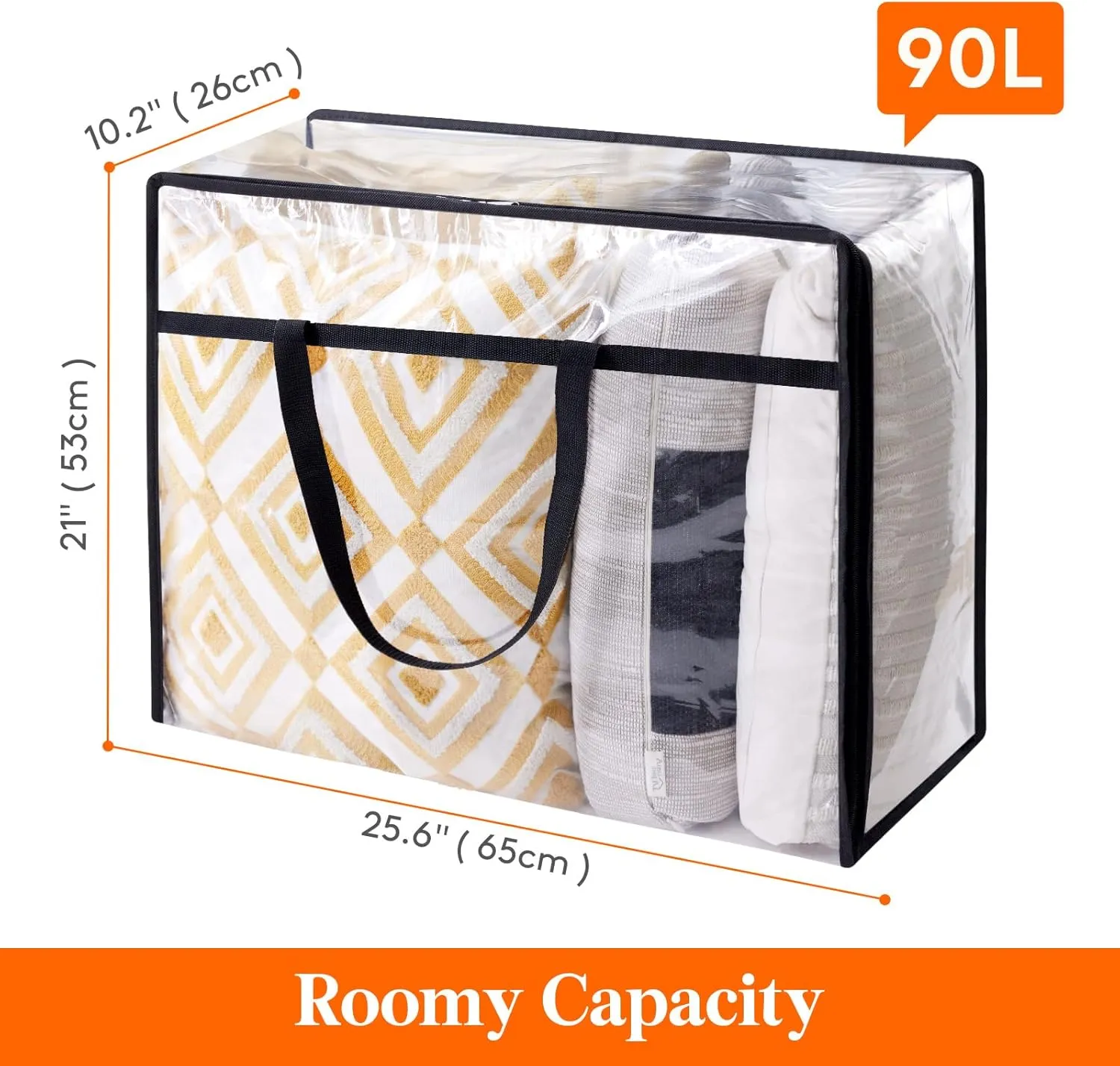 Lifewit 3 Pack Clear Clothes Storage Bags, 90L Plastic Blanket Storage Bag, Vinyl Foldable Moving Bags with Zipper，Closet Organizers and Storage Containers for Comforter, Bedding, Duvet, Pillow
