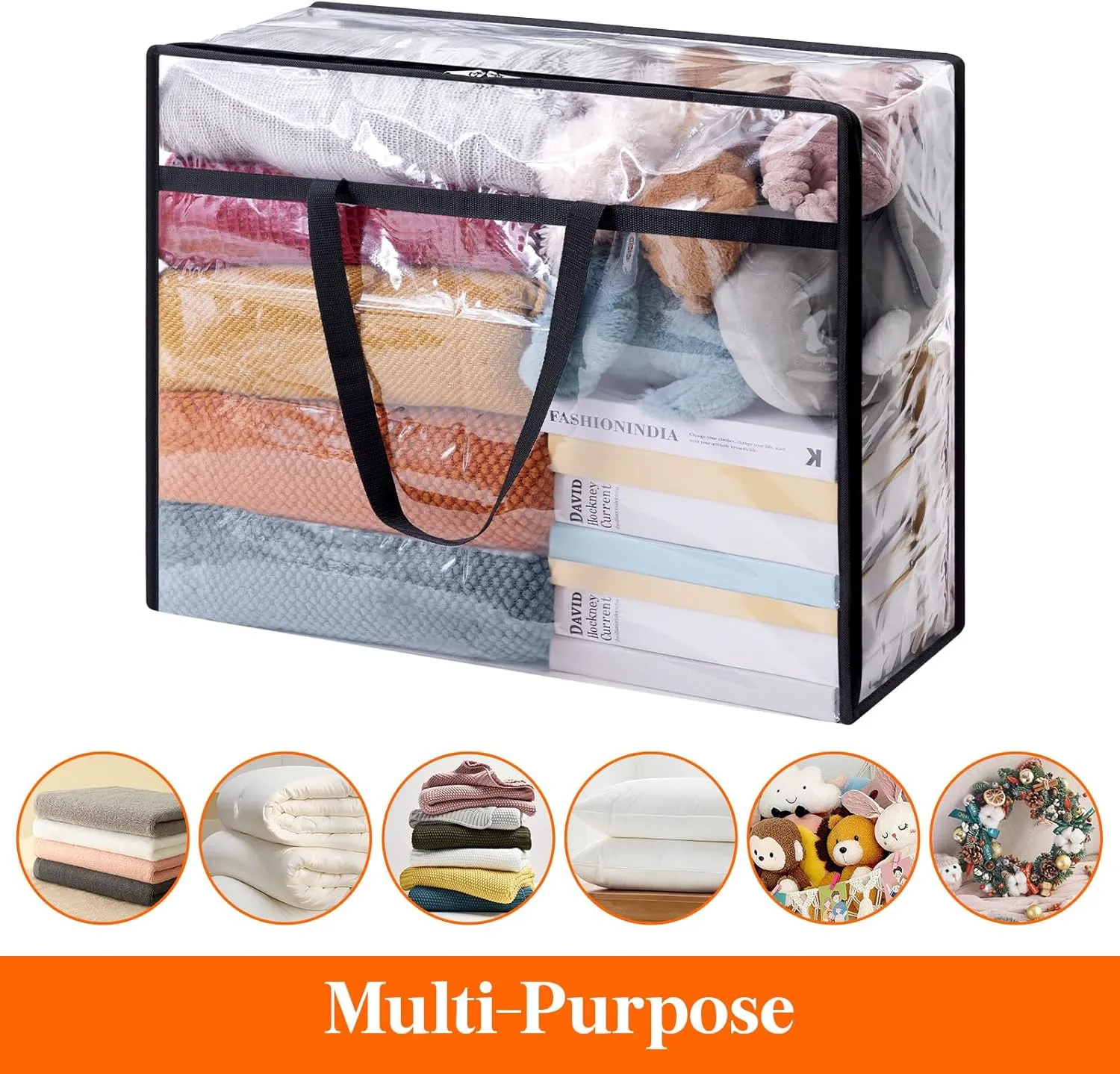 Lifewit 3 Pack Clear Clothes Storage Bags, 90L Plastic Blanket Storage Bag, Vinyl Foldable Moving Bags with Zipper，Closet Organizers and Storage Containers for Comforter, Bedding, Duvet, Pillow