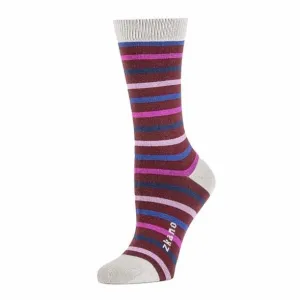 Lila Classic Stripe Crew Sock in Merlot