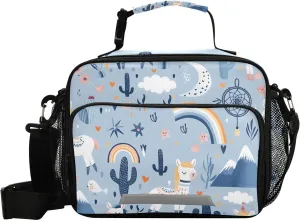 Llamas Cacti Alps Mountains Lunch Box Insulated Lunch Bag for Girls Kids Boys Cooler Bag Reusable Lunch Tote Bag Shoulder Bag for Work Picnic School