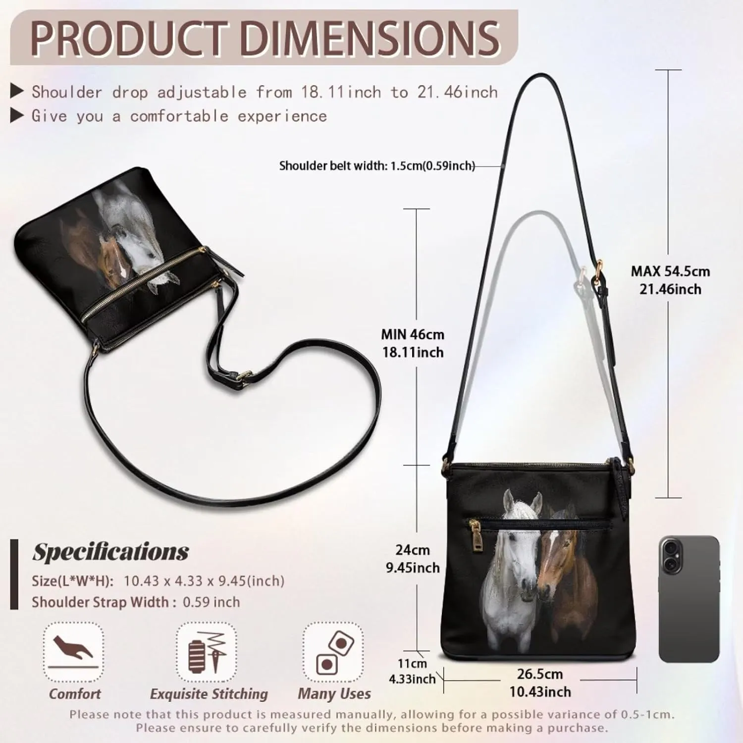 Lotusorchid Crossbody Shoulder Purse for Women, PU Leather Messenger Bag with Adjustable Strap and Multi Pockets