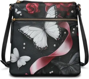 Lotusorchid Leather Shoulder Bag for Women, Cross body Bag Tote Bags with Adjustable Shoulder Strap
