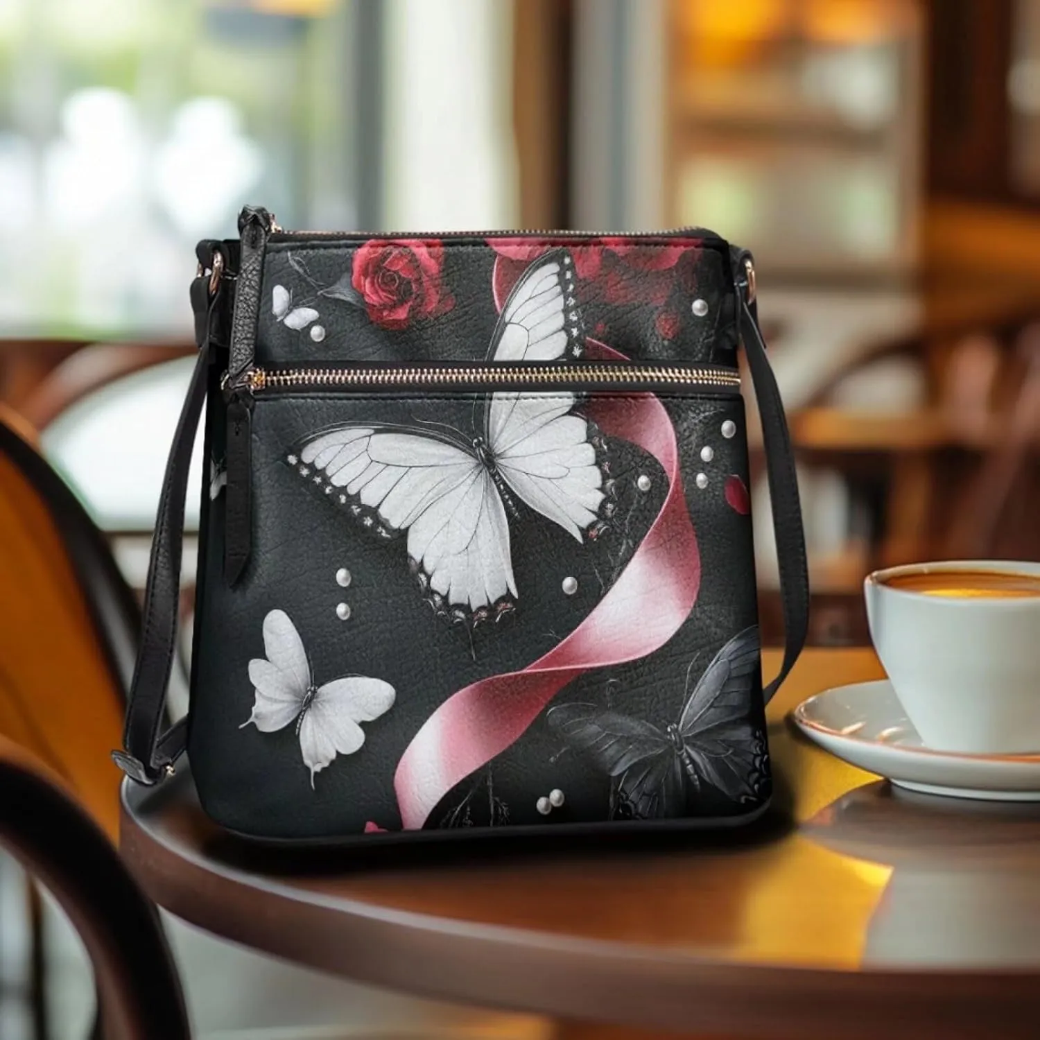 Lotusorchid Leather Shoulder Bag for Women, Cross body Bag Tote Bags with Adjustable Shoulder Strap