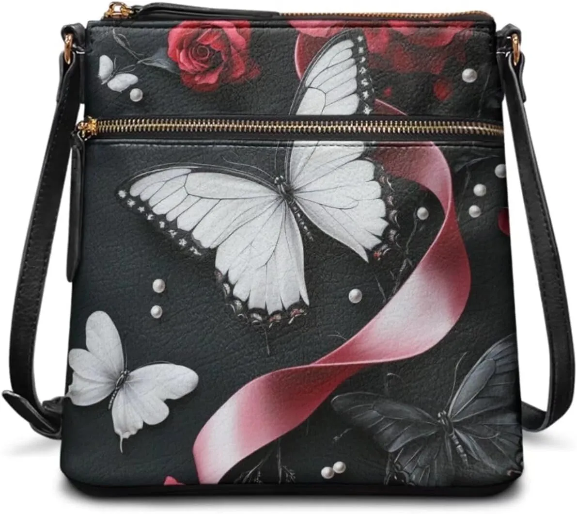 Lotusorchid Leather Shoulder Bag for Women, Cross body Bag Tote Bags with Adjustable Shoulder Strap
