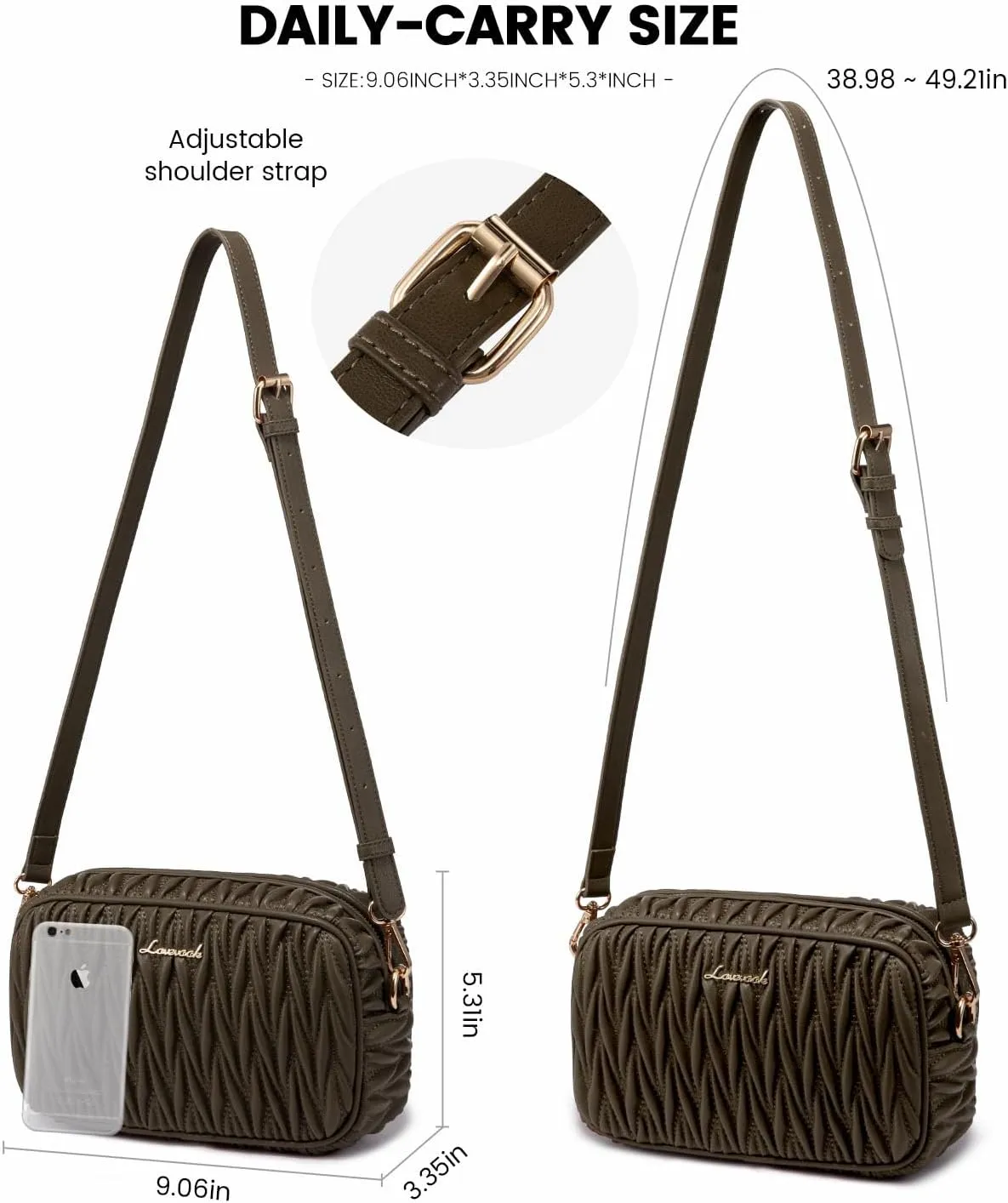 LOVEVOOK Quilted Crossbody Bags for Women, Small Trendy Leather Purse, Crossbody Purse with Adjustable Strap for Gift