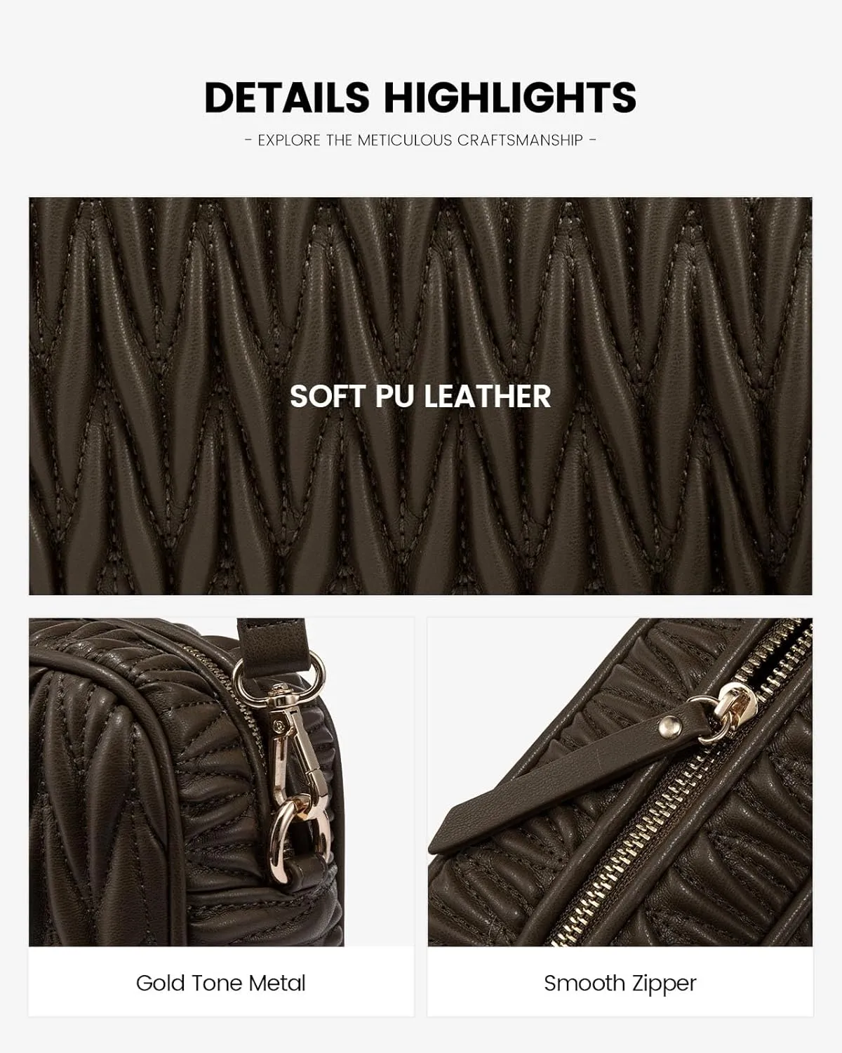 LOVEVOOK Quilted Crossbody Bags for Women, Small Trendy Leather Purse, Crossbody Purse with Adjustable Strap for Gift