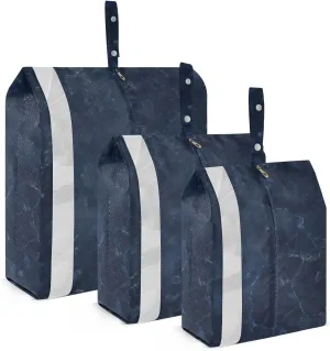 Luggage Space Saver, Luggages Management Personnel, Dark Blue Marble, With Zipper, 3 Set Travel Packing Cubes For Suitcases, Garment Bag Closet Storage
