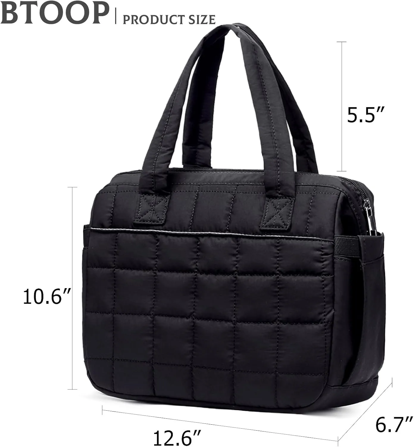 Lunch Bag Women Insulated Lunch Box Large Cooler Lunchbox Tote Bags Adult Reusable Boxes for Ladies Work Picnic School Beach (Quilted-Black)