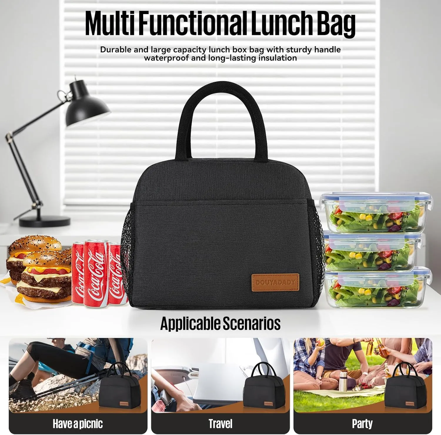 Lunch Bag Women/Men Lunch Box Women/Men (black)