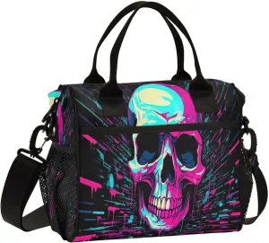 Lunch Bags Acid Skull Insulated Reusable Lunch Box Large Leakproof Adult Lunch Cooler Bag with Adjustable Shoulder Strap for Picnic, Work, Camping,Medium