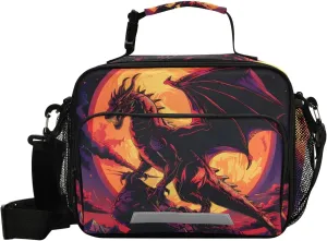 Lunch Bags Boxes Insulated Small Boys Girls Cooler Kids Pterosaur Sunset for School Student with Shoulder Strap Water-Resistant