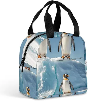 Lunch Box Penguins On The Iceberg Lunch Bags for Women Men Reusable Lunchbox Leakproof Tote Bag for Office Work Picnic Hiking
