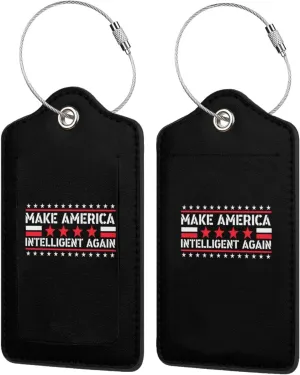 Make America Intelligent Again 2 Leather Luggage Tags for Bags for Men Women9