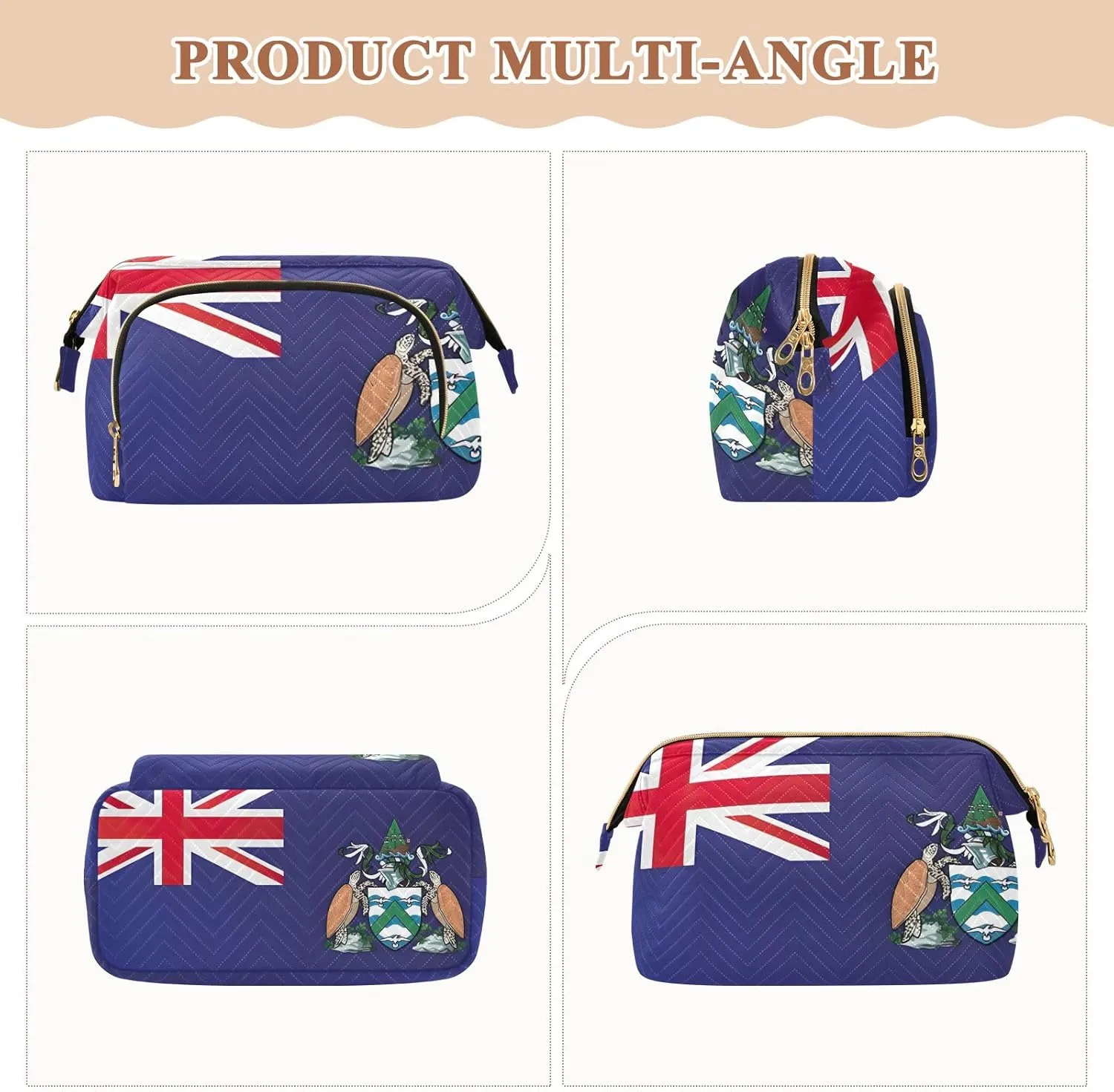 Makeup Bags Ascension Island National Flag British Overseas Travel Makeup Organizer Case Travel Cosmetic Bag Organizer Bag for Makeup