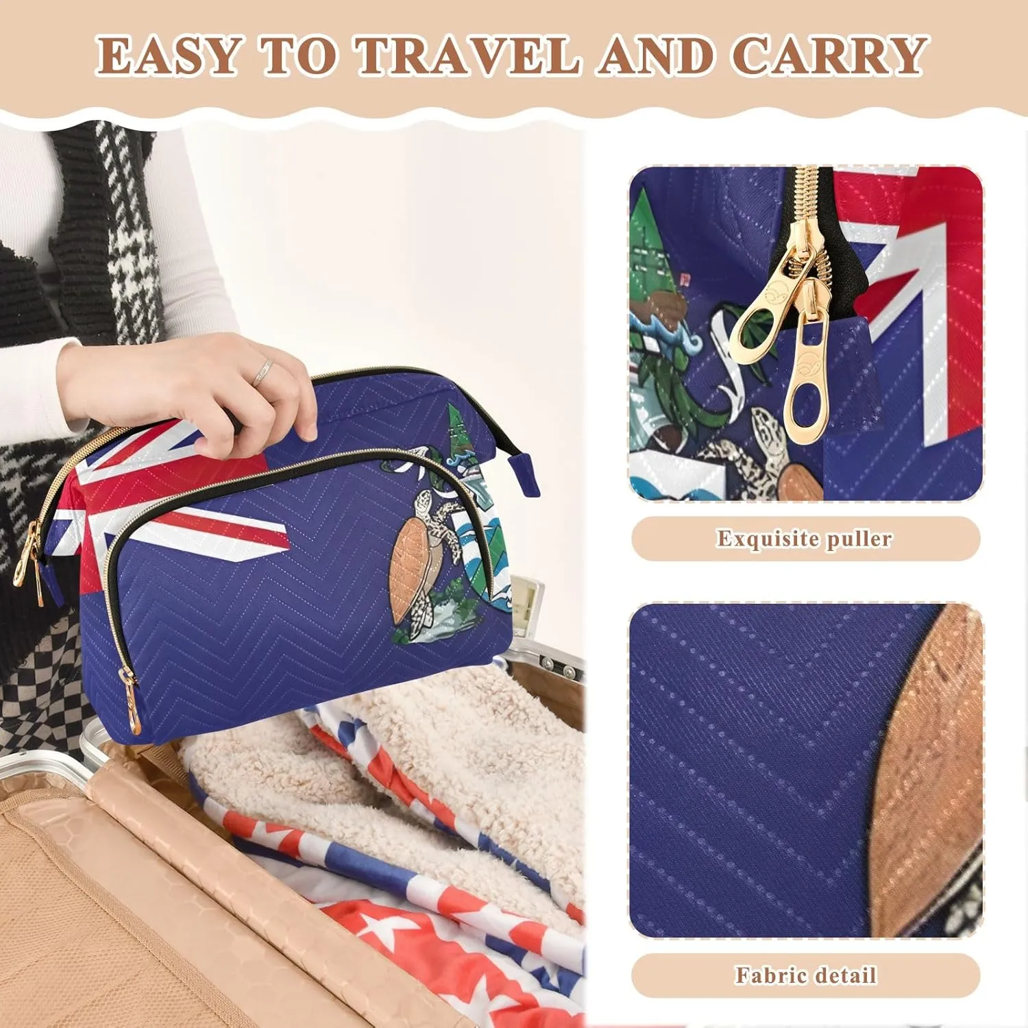 Makeup Bags Ascension Island National Flag British Overseas Travel Makeup Organizer Case Travel Cosmetic Bag Organizer Bag for Makeup