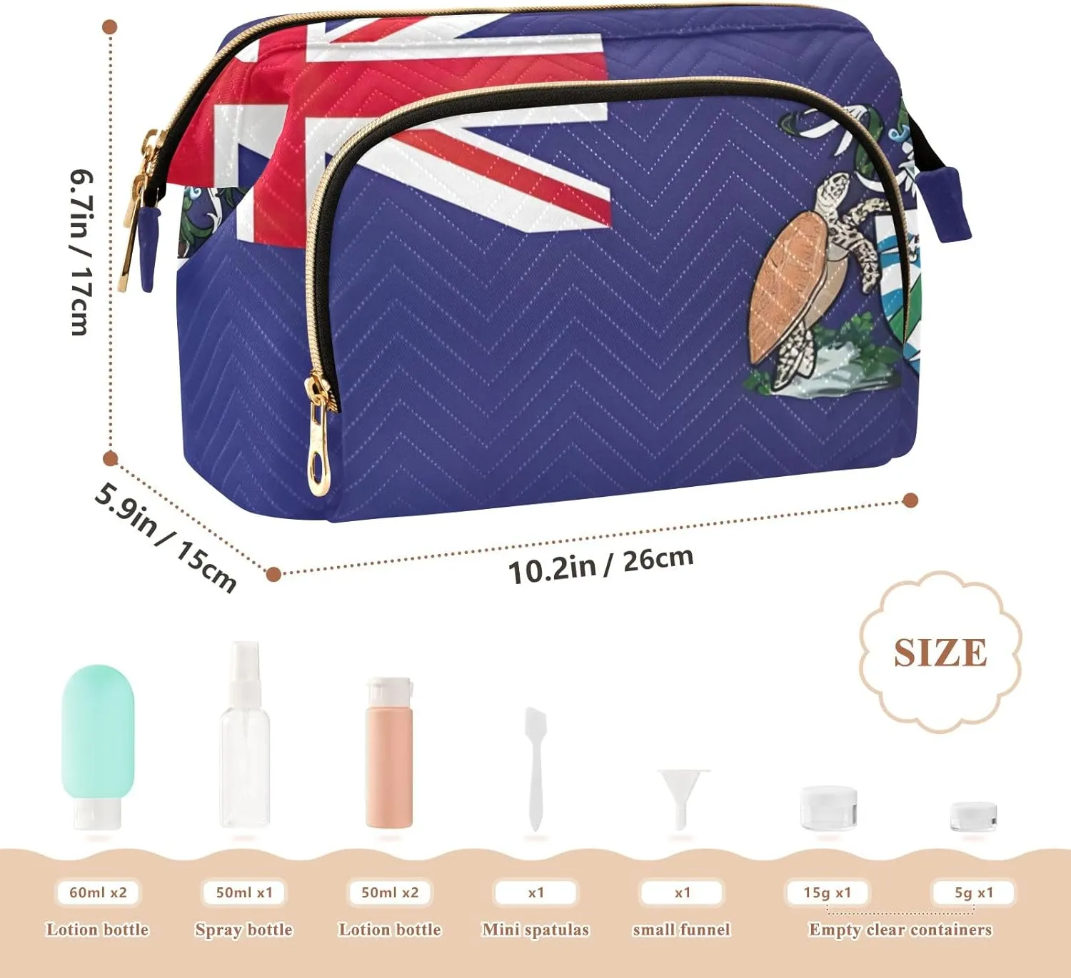Makeup Bags Ascension Island National Flag British Overseas Travel Makeup Organizer Case Travel Cosmetic Bag Organizer Bag for Makeup