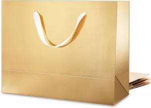 MALICPLUS 4 Extra Large Gift Bags 16x6x12 Inches, Luxury Gold Large Gift Bags with Handles for All Occasions (Gold with Grass Texture)