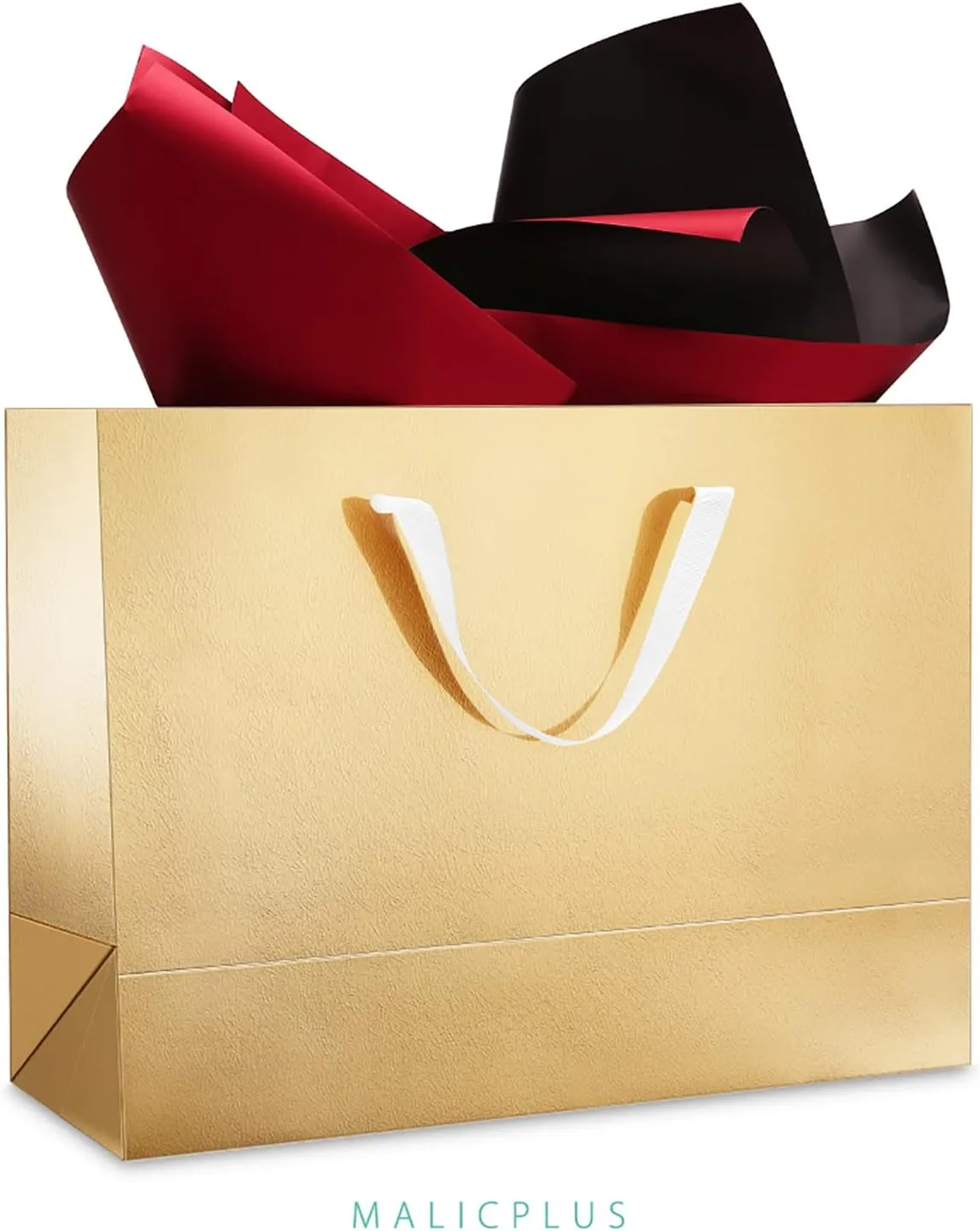 MALICPLUS 4 Extra Large Gift Bags 16x6x12 Inches, Luxury Gold Large Gift Bags with Handles for All Occasions (Gold with Grass Texture)