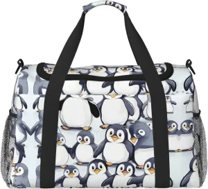 many Cute Baby Penguins Sketch print Carry on Bag Underseat forTraveling Personal Item Bag Travel Duffel Bag Gym Bag for Women Men