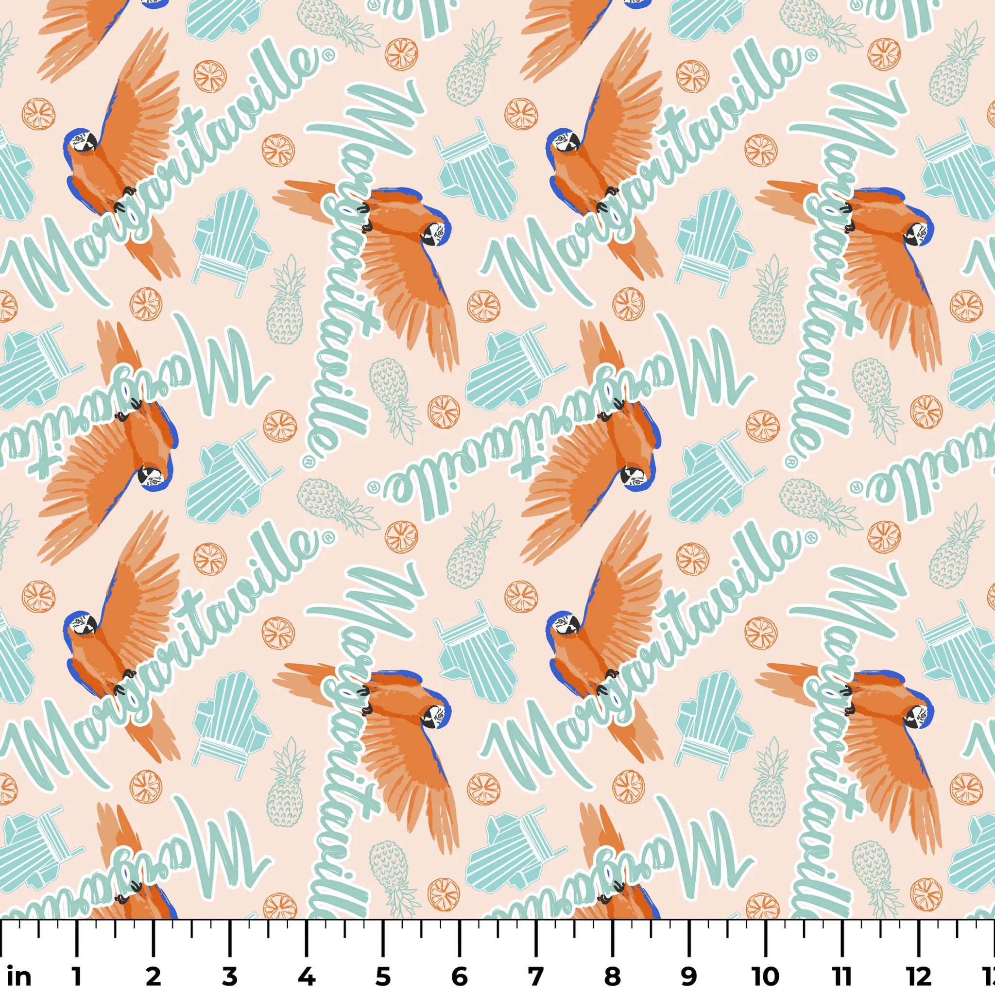 Margaritaville - Tropical Paradise - Coral Parrot Fabric