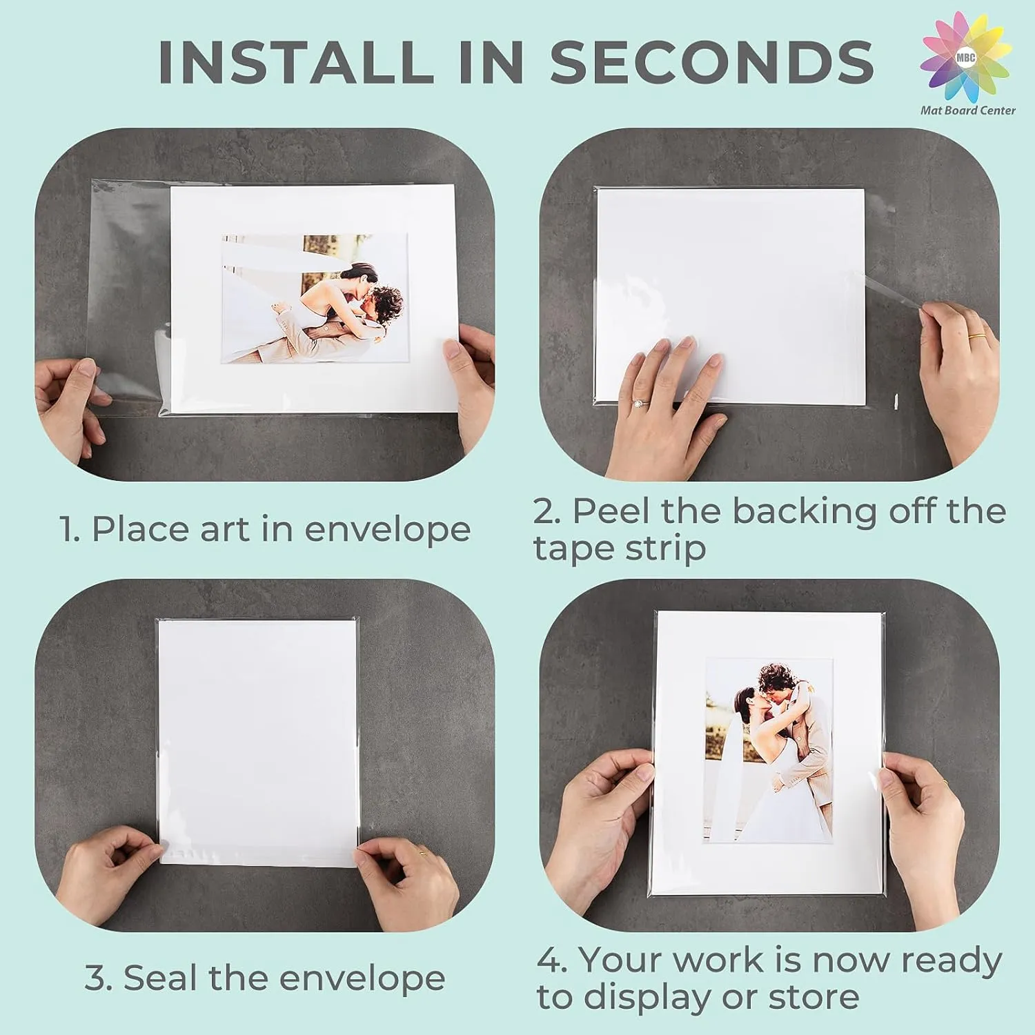 Mat Board Center 18x24 Resealable Plastic Sleeves 100 Pack - Crystal Clear Archival Bags with Flap for 18"x24" Photo Mats, Blueprints, Artwork | Acid-Free & Durable