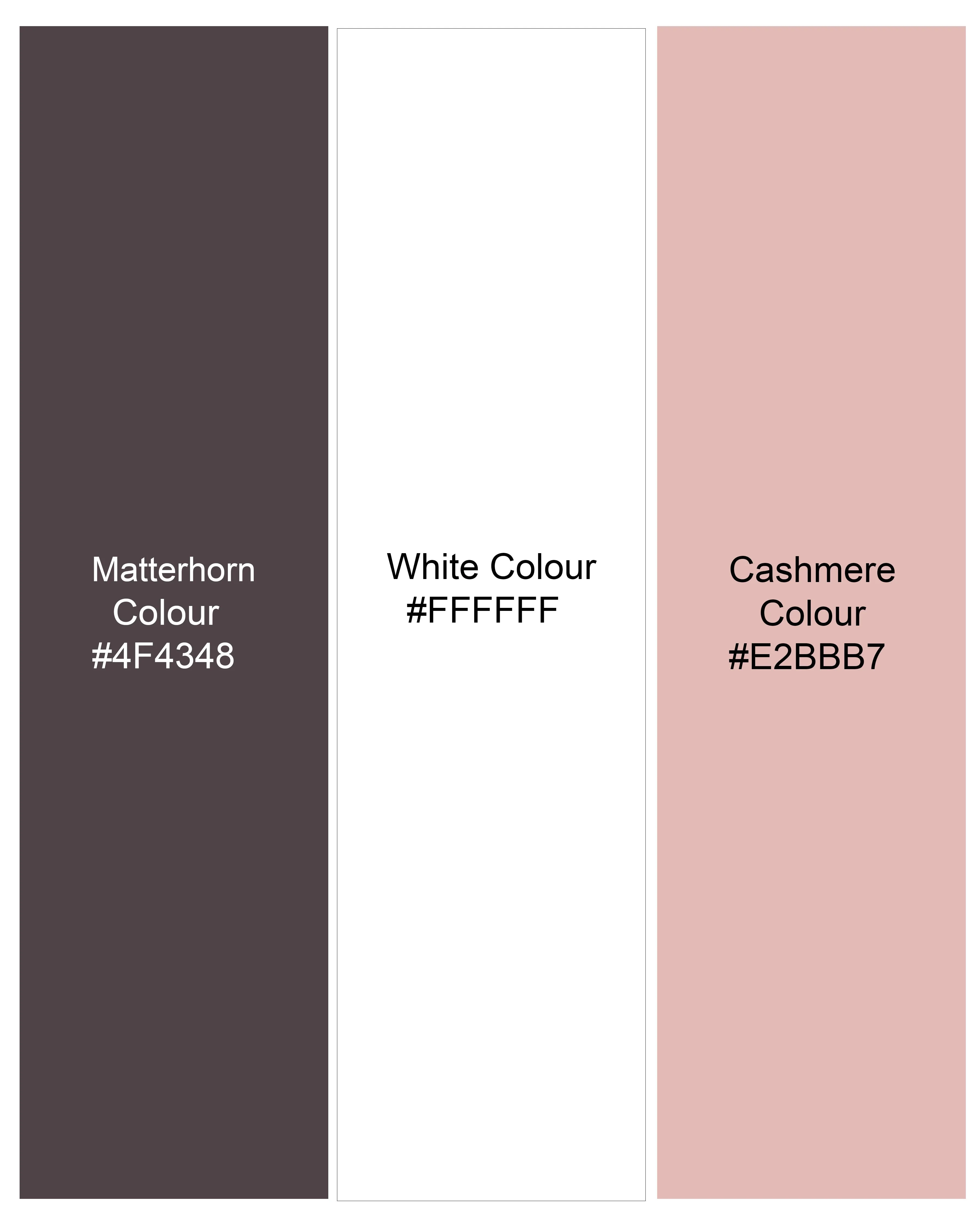 Matterhorn Brown with Cashmere Pink and White Paisley Printed Super Soft Premium Cotton Kurta Shirt