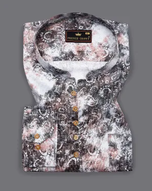 Matterhorn Brown with Cashmere Pink and White Paisley Printed Super Soft Premium Cotton Kurta Shirt