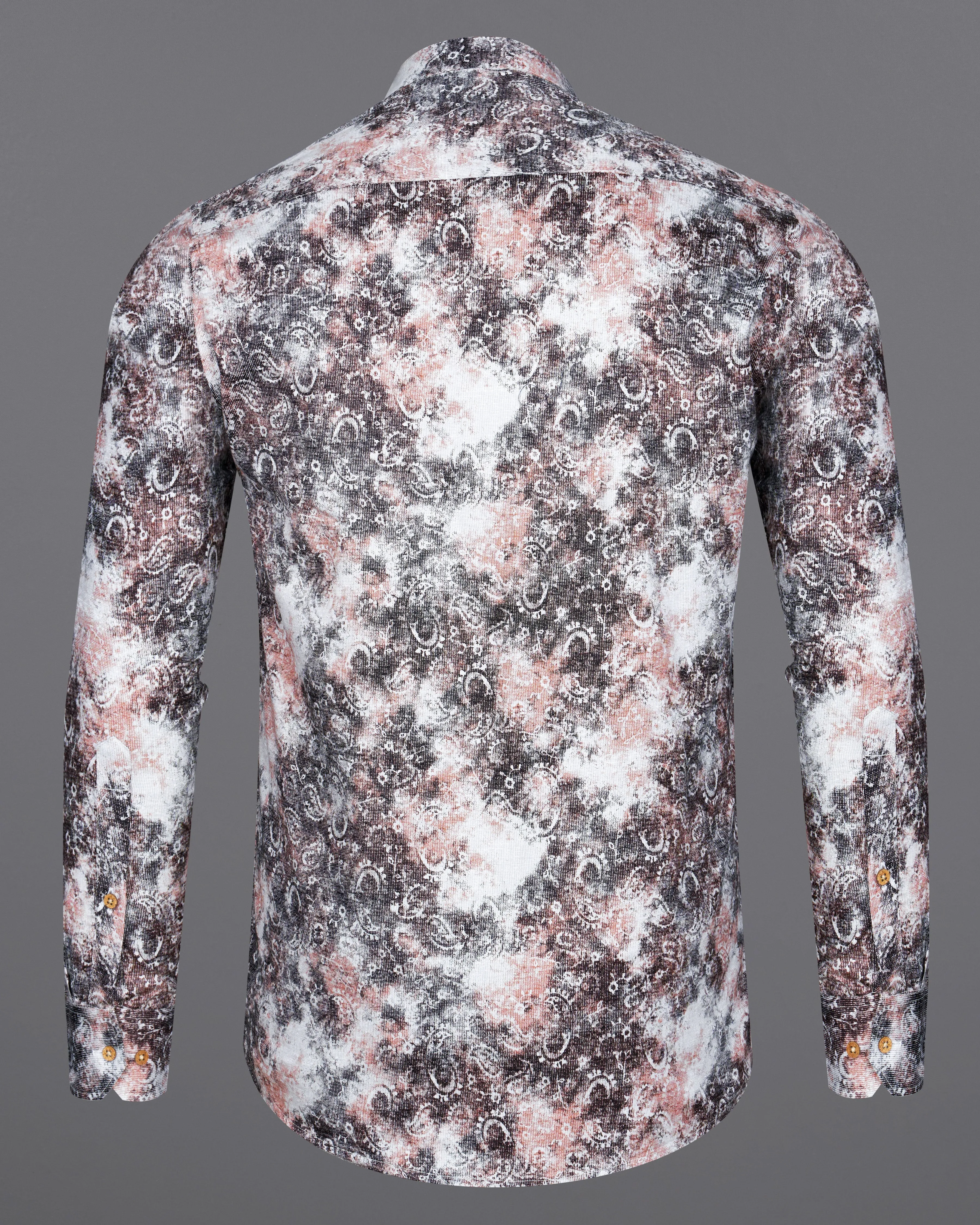 Matterhorn Brown with Cashmere Pink and White Paisley Printed Super Soft Premium Cotton Kurta Shirt