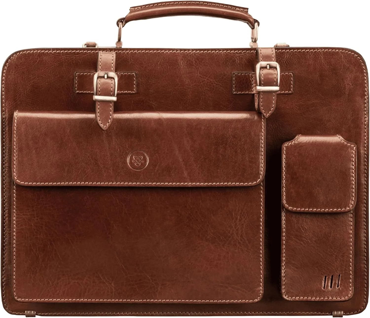 Maxwell Scott - Mens Luxury Italian Leather Large Square Briefcase - Zip Closure - Handmade in Italy - The Alanzo