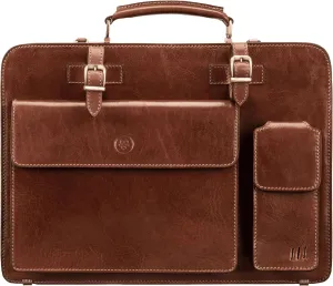 Maxwell Scott - Mens Luxury Italian Leather Large Square Briefcase - Zip Closure - Handmade in Italy - The Alanzo